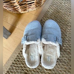 J.Crew grey heather sherling Sherpa lined clog slippers